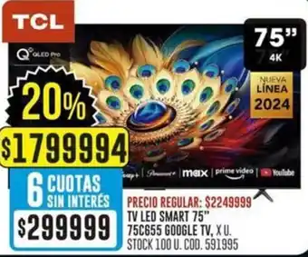 Coto Tcl tv led smart 75" oferta