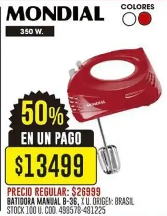 Coto Mondial batidora manual b-36 oferta