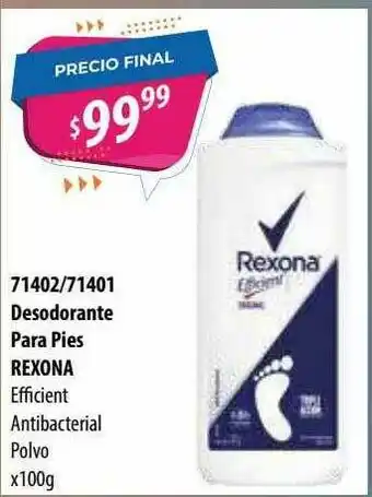 Micropack Desodorante Para Pies Rexona Efficient Antibacterial Polvo oferta