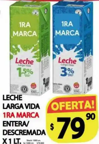 Supermercados Caracol Leche Larga Vida 1ra Marca Entera Descremada oferta