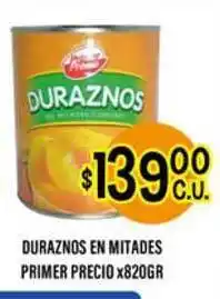 Supermercados Toledo Primer Precio Duraznos En Mitades x820gr oferta