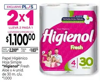 La Anonima Higienol papel higiénico hoja simple fresh aloe oferta