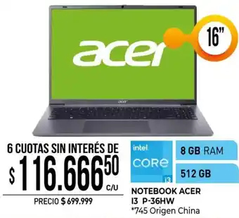 La Anonima Acer notebook 13 P-36HW oferta