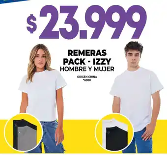 La Anonima Remeras pack-izzy hombre y mujer oferta