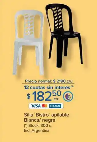 Carrefour Silla 'bistro' Apilable Blanca Negra oferta