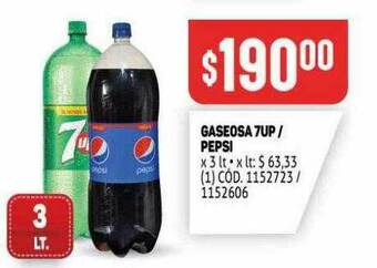 Makro Gaseosa 7up Pepsi oferta