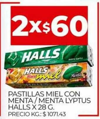 Supermercados DIA Pastillas Miel Con Menta Menta Lyptus Halls oferta