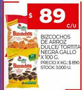 Supermercados DIA Bizcochos De Arroz Dulce Tortita Negra Gallo oferta