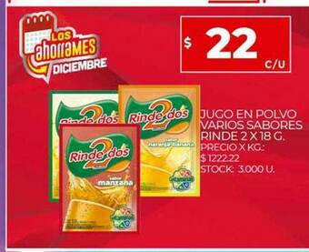 Supermercados DIA Jugo En Polvo Varios Sabores Rinde oferta