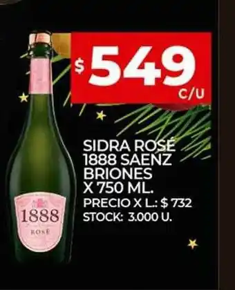 Supermercados DIA Sidra Rosé 1888 Saenz Briones oferta