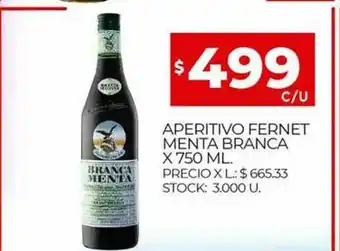 Supermercados DIA Aperitivo Ferneet Menta Branca oferta