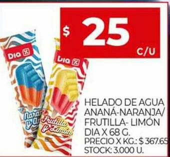 Supermercados DIA Helado De Agua Ananá-naranja Frutilla-limón Dia oferta