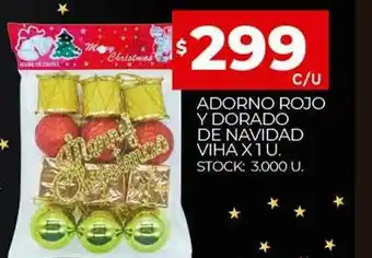 Supermercados DIA Adorno Rojo Y Dorado De Navidad Viha oferta