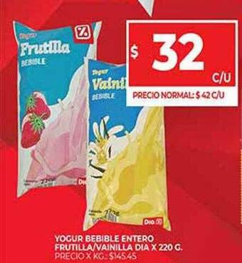 Supermercados DIA Yogur Bebible Entero Frutilla Vainilla Dia oferta