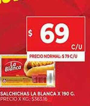 Supermercados DIA Salchichas La Blanca oferta
