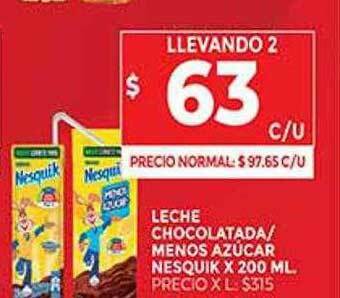 Supermercados DIA Leche Chocolatada Menos Azúcar Nesquik oferta