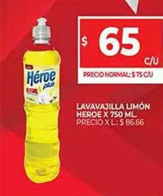Supermercados DIA Lavavajilla Limón Heroe oferta