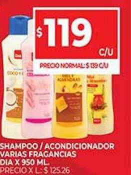 Supermercados DIA Shampoo Acondicionador Varias Fragancias Dia oferta