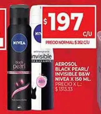 Supermercados DIA Aerosol Black Pearl Invisible B&w Nivea oferta