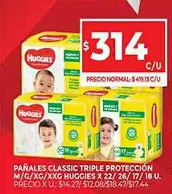 Supermercados DIA Pañales Classic Triple Protección Huugies oferta