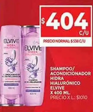 Supermercados DIA Shampo Acondicionador Hidra Hialurónico Elvive oferta