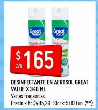 Walmart Desinfectante En Aerosol Great Value oferta