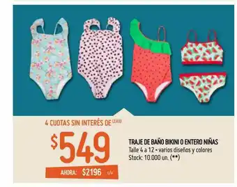 Walmart Traje De Baño Bikini O Entero Niñas oferta