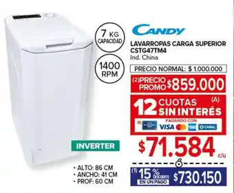 Carrefour Candy lavarropas carga superior oferta