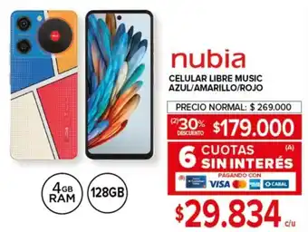 Carrefour Nubia cellular libre music oferta