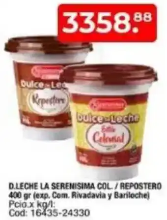 Maxiconsumo D.leche la serenisima col. / repostero oferta