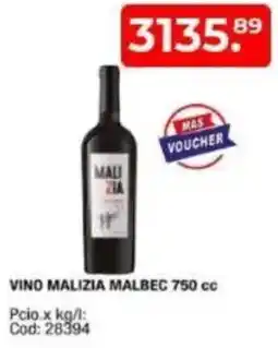 Maxiconsumo Vino malizia malbec oferta