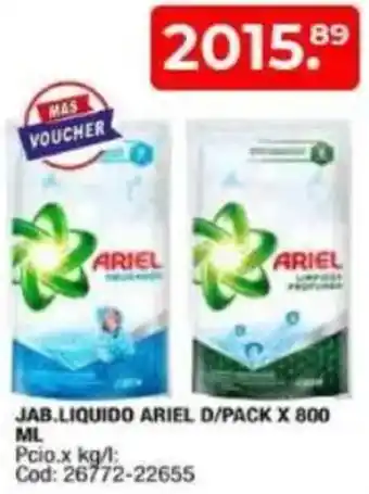 Maxiconsumo Ariel jab.liquido d/pack oferta