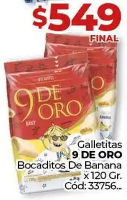 Diarco 9 de oro galletitas bocaditos de banana oferta