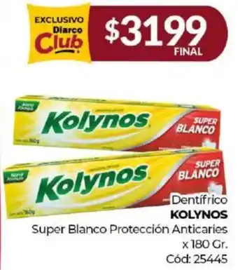 Diarco Kolynos dentifrico super blanco protección anticaries oferta