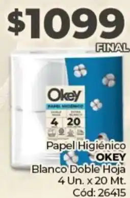 Diarco Okey papel higiénico blanco doble hoja oferta