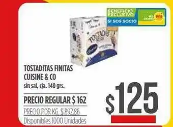 Supermercados Vea Tostaditas Finitas Cuisine & Co oferta
