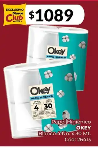 Diarco Okey papel higiénico blanco oferta