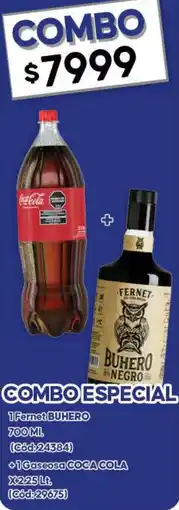 Diarco 1 fernet buhero +1gaseosa coca cola oferta