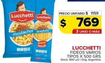 Carrefour Maxi Lucchetti fideos varios tipos oferta