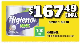 Higienol Papel Higienico Max x 4un