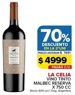 Carrefour Maxi La celia vino tinto malbec reserva oferta