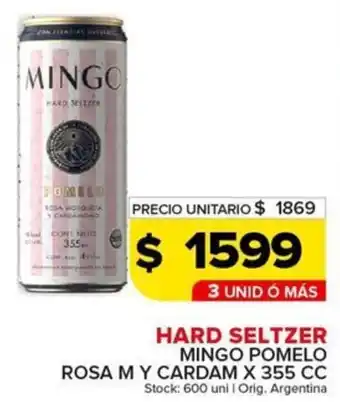 Carrefour Maxi Hard seltzer mingo pomelo rosa m y cardam oferta