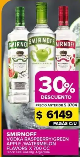 Carrefour Maxi Smirnoff vodka raspberry/green apple/watermelon flavors oferta