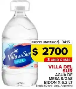 Carrefour Maxi Villa del sur agua de mesa s/gas bidon oferta