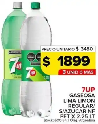 Carrefour Maxi 7up gaseosa lima limon regular/ s/azucar nf pet oferta