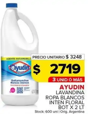 Carrefour Maxi Ayudin lavandina ropa blancos inten floral bot oferta