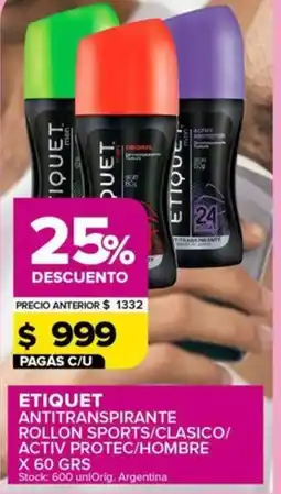 Carrefour Maxi Etiquet antitranspirante rollon sports oferta