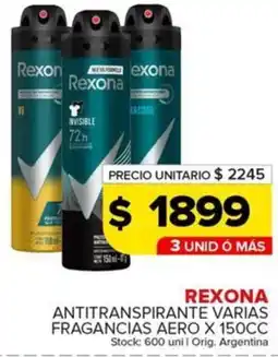 Carrefour Maxi Rexona antitranspirante varias fragancias aero oferta