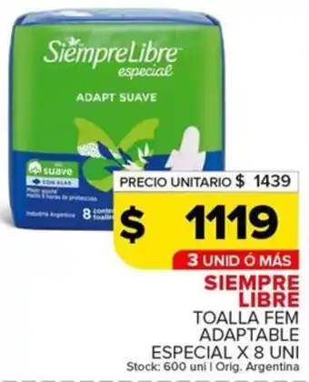 Carrefour Maxi Siempre libre toalla fem adaptable especial oferta