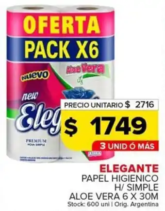 Carrefour Maxi Elegante papel higienico h/simple aloe vera oferta